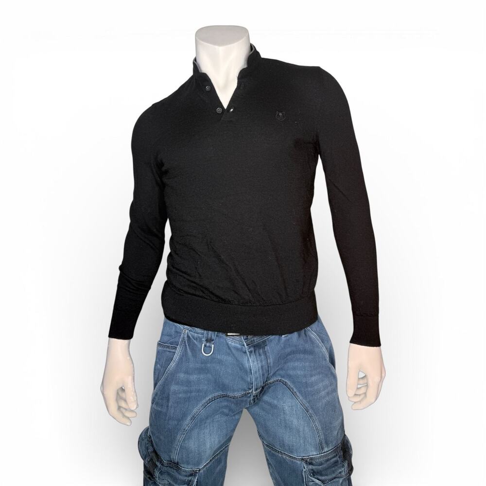 The Kooples Sport Men's Black Long Sleeve Knit Henley Sweater